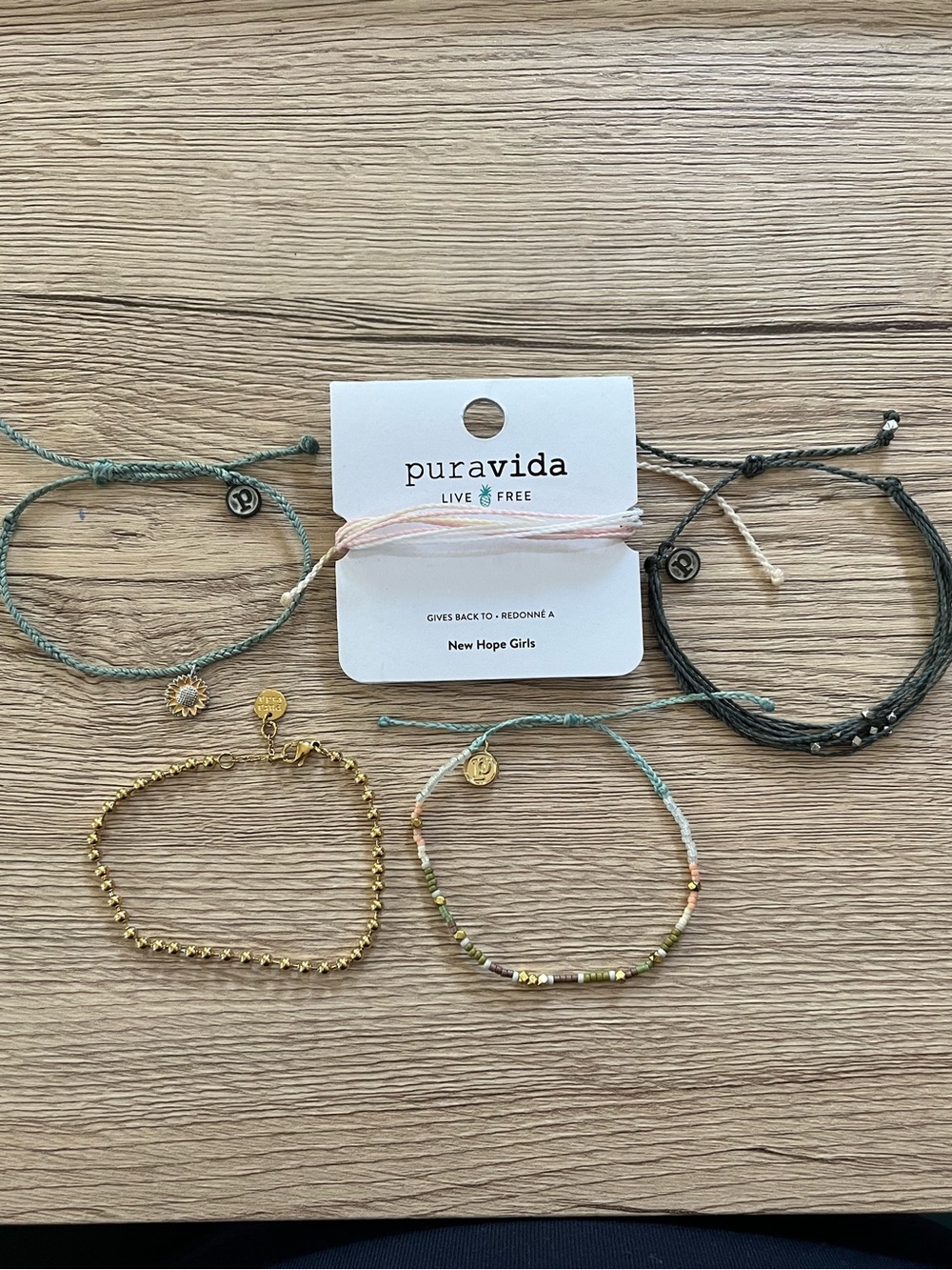 Pura Vida Mint, Gray, Gold & Pastel Beaded Bracelet Set